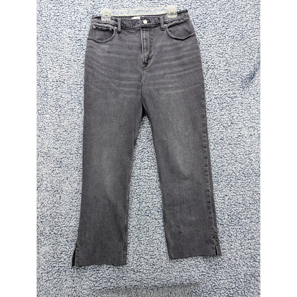 Abercrombie Fitch 90s Straight Ultra High Rise Crop Jeans Size 29/8 Short Black